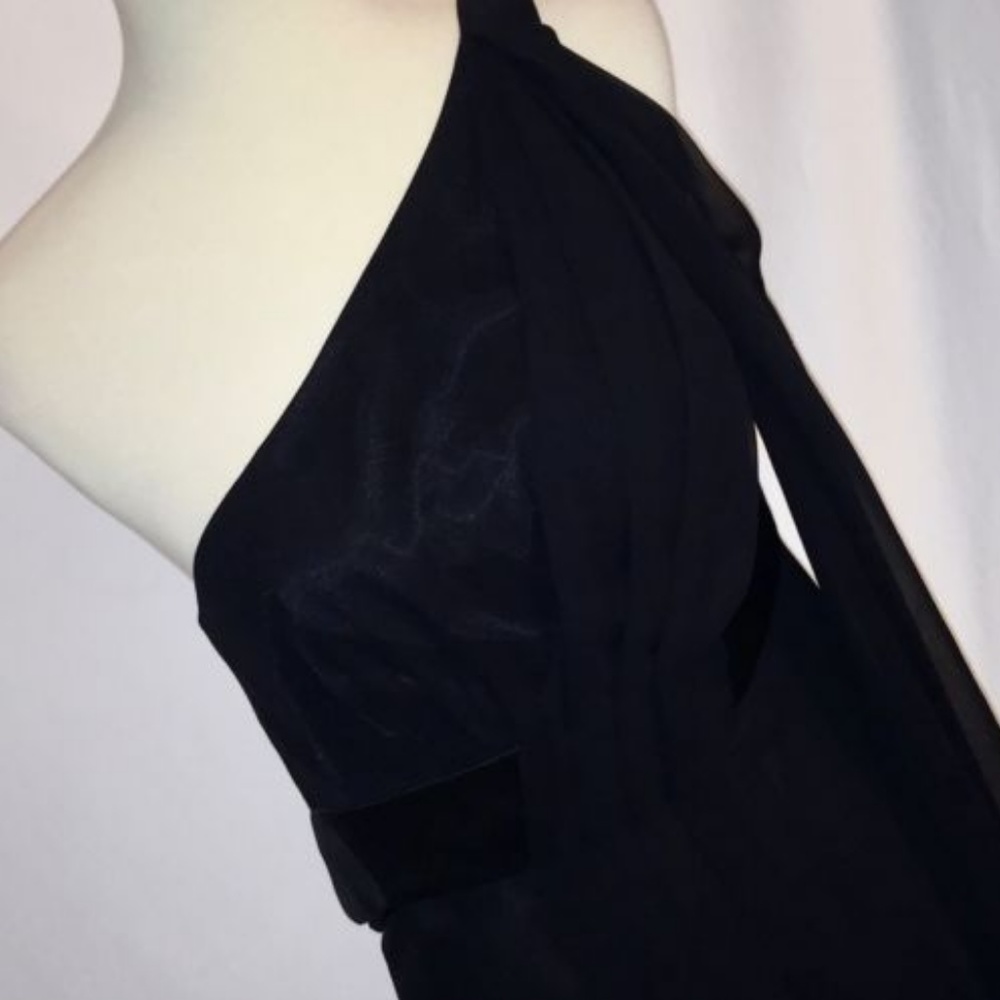 BRAND NEW W TAG $168 1 Shoulder Black Dress WHBM - Picture 3 of 7
